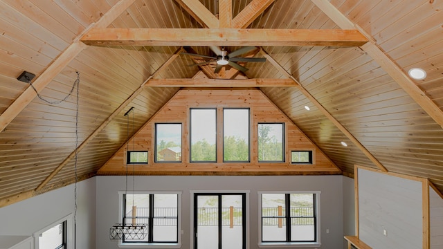 48 Harmony Row, Bethel, ME 04217 - detailed view of a wood ceiling with exposed beams and ceiling fan