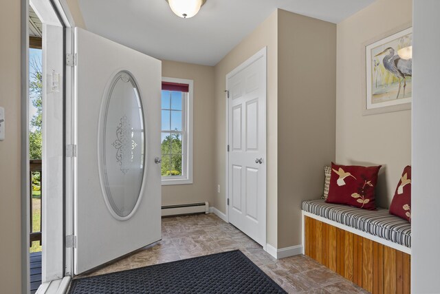 foyer with baseboard heating