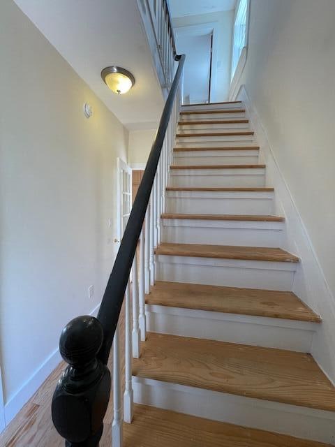 stairs featuring wood-type flooring and a wealth of natural light