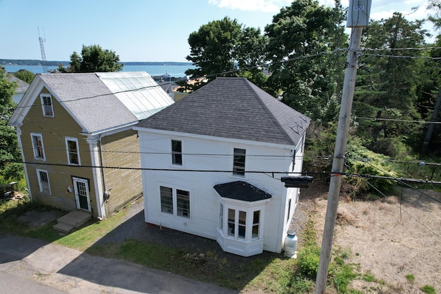 view of front of home featuring a water view