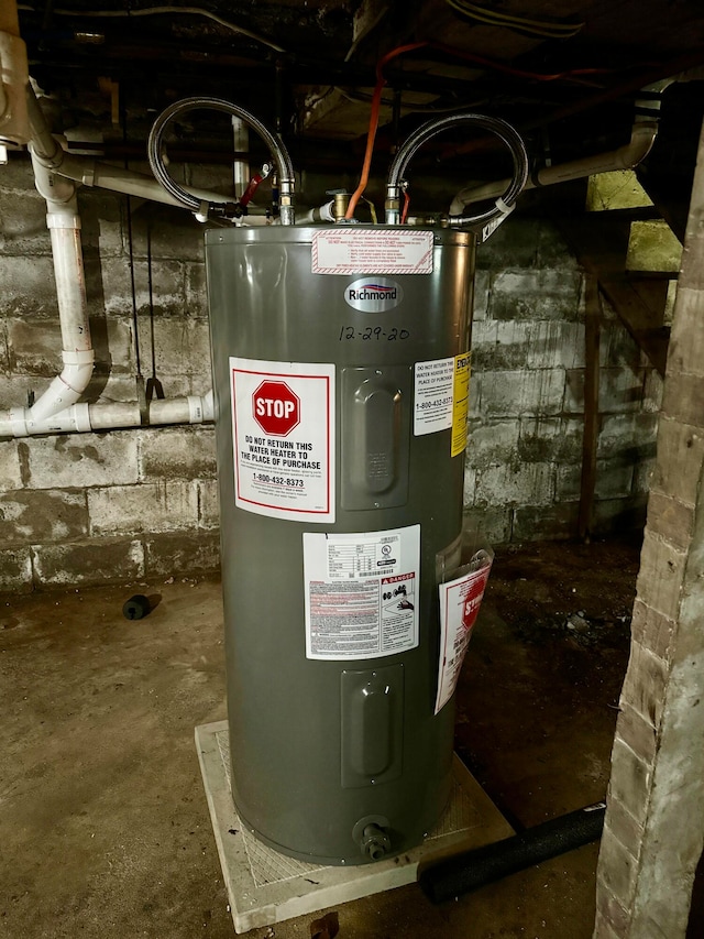 utilities featuring electric water heater