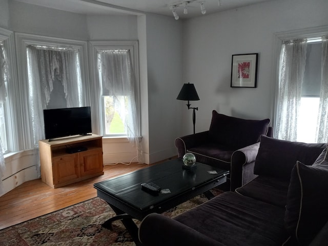 living area featuring light wood-style flooring