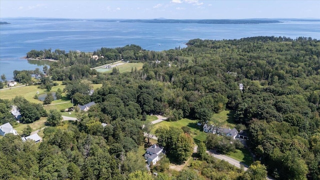 292300 Main Rd, Islesboro, ME 04848 - birds eye view of property with a water view and a wooded view