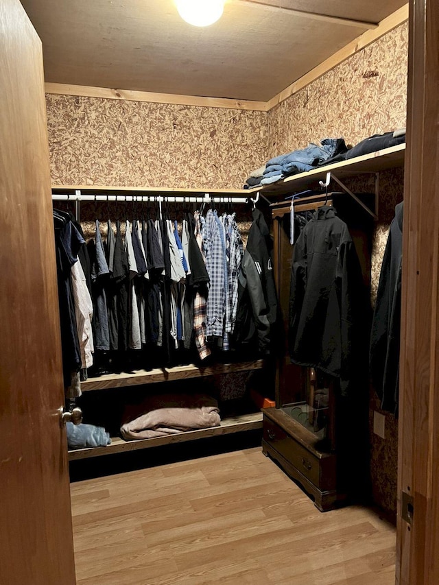 walk in closet featuring wood-type flooring