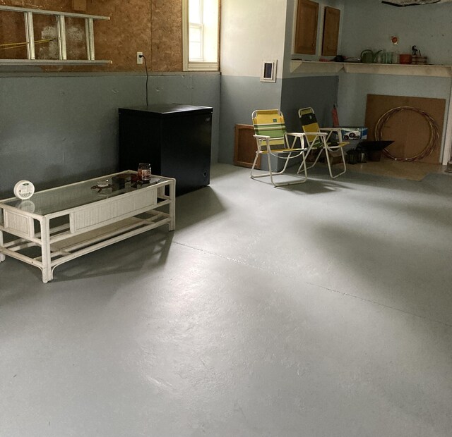 interior space with concrete floors