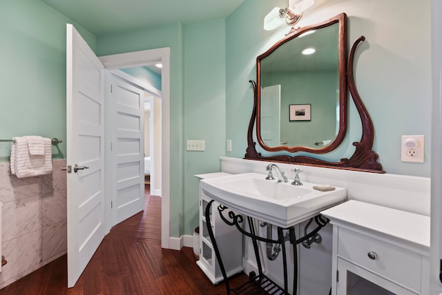 bathroom featuring hardwood / wood-style flooring