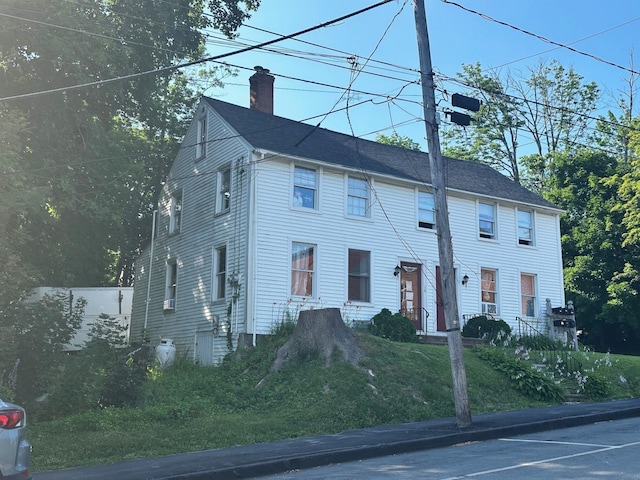 colonial house with a chimney