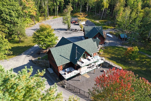 aerial view with a forest view