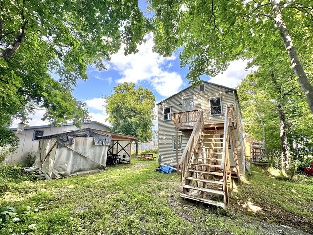 view of yard with a deck