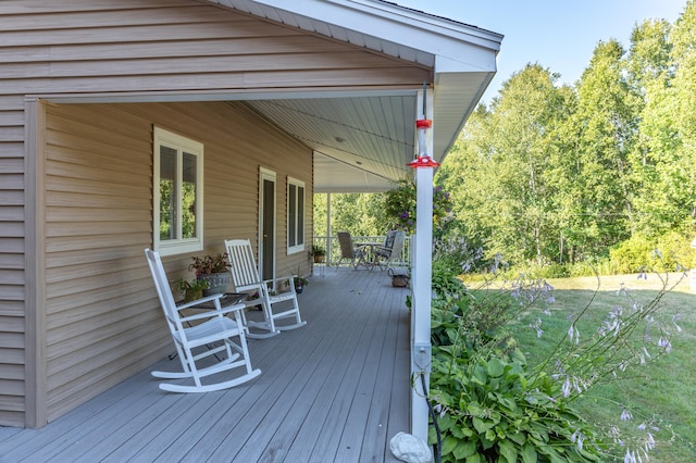 deck with covered porch