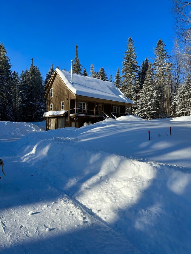 view of snow covered exterior