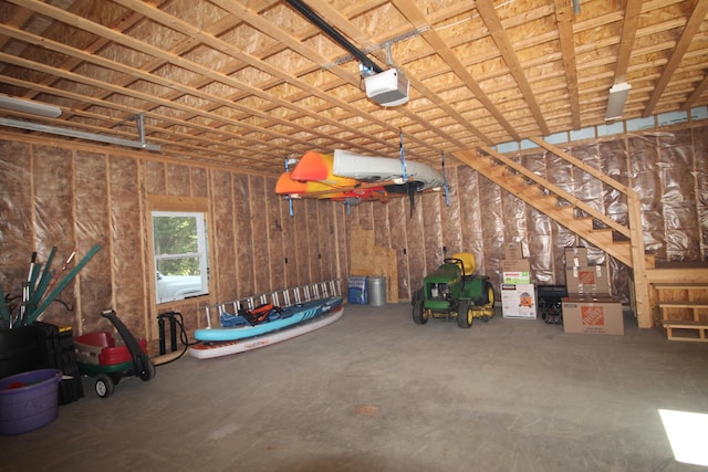 garage with a garage door opener