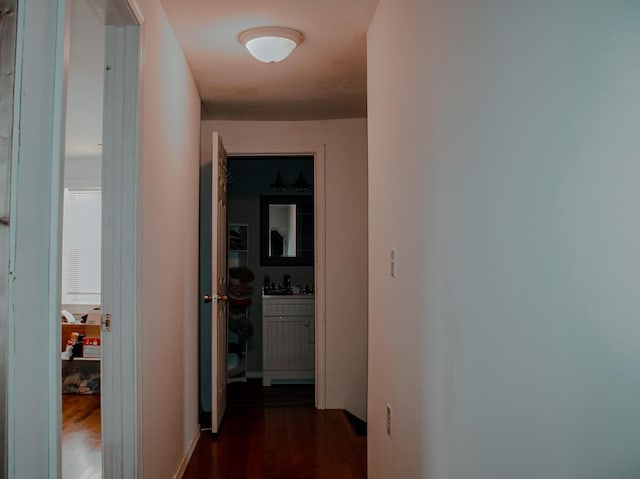 24 Elm St, Houlton, ME 04730 - hallway with dark wood finished floors