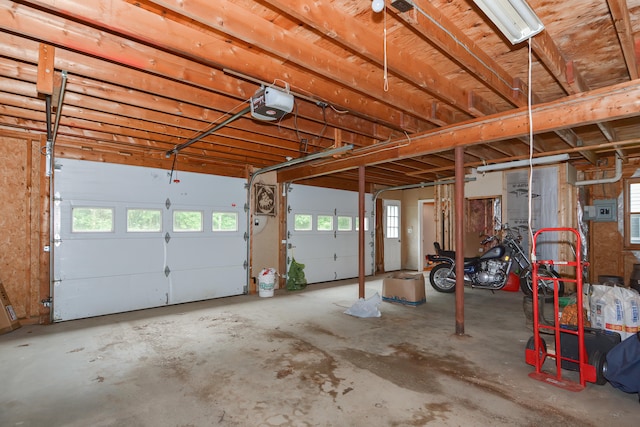 garage with a garage door opener