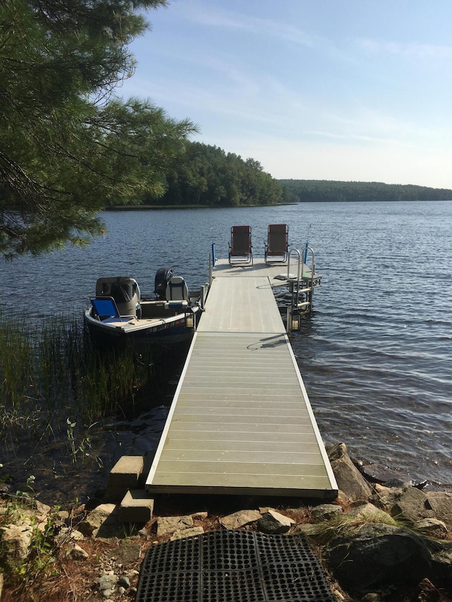 view of dock featuring a water view