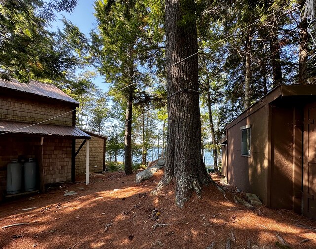 view of yard with a water view