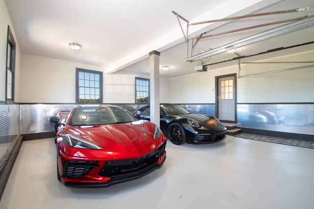 garage with a garage door opener