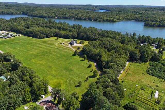 aerial view with a water view and a rural view