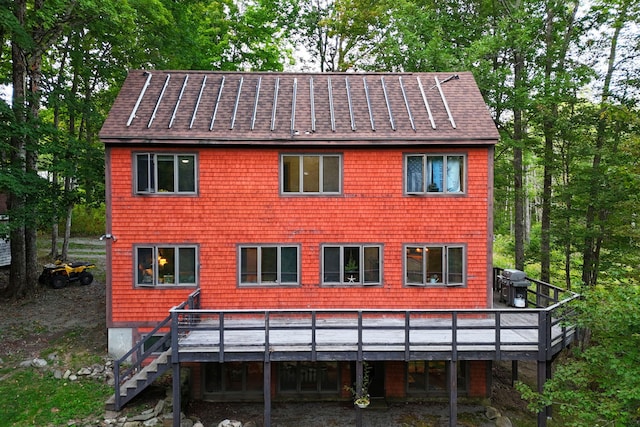 39 Simmons Ln, Friendship, ME 04547 - back of house with stairs and a wooden deck