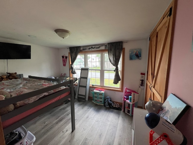 bedroom with wood-type flooring