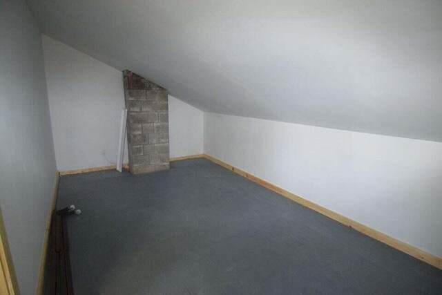 additional living space with carpet flooring and vaulted ceiling