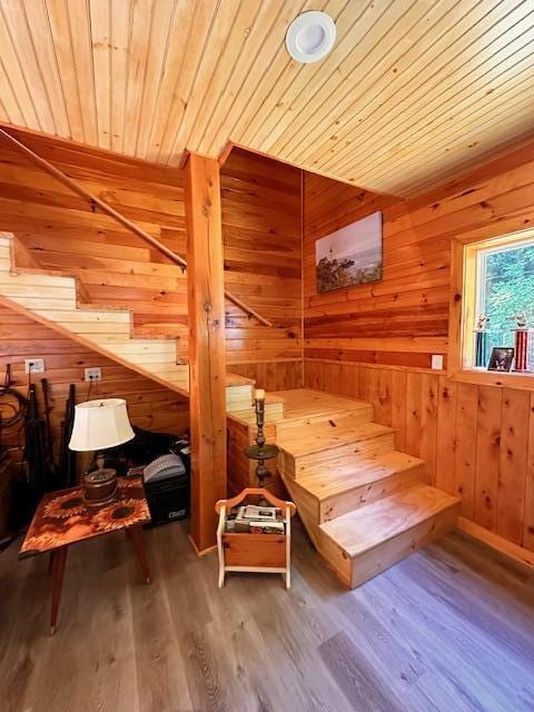 view of sauna / steam room with wood finished floors