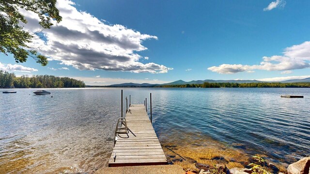 dock area with a water and mountain view