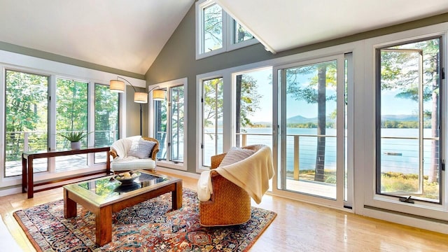 sunroom / solarium with lofted ceiling