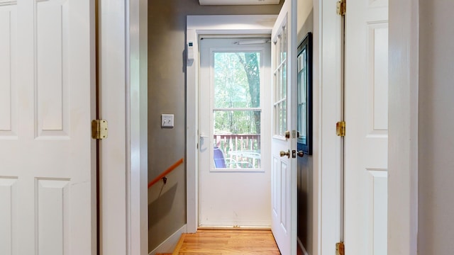 doorway featuring light hardwood / wood-style flooring