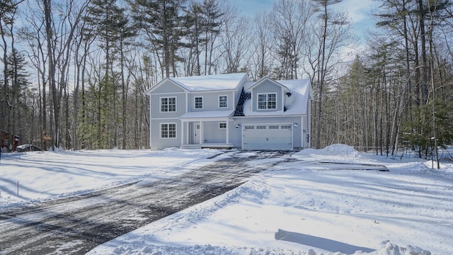 view of front property with a garage