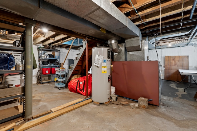 basement with water heater