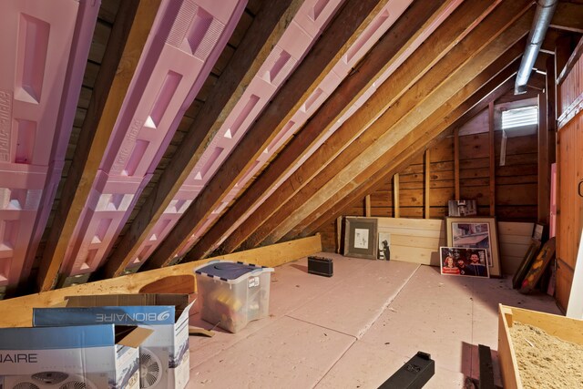 view of unfinished attic