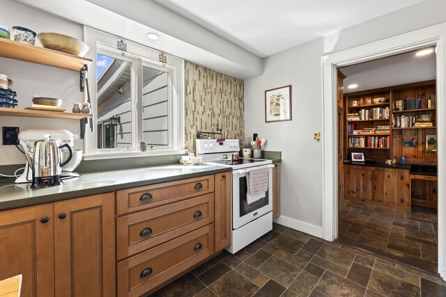 kitchen with white electric stove