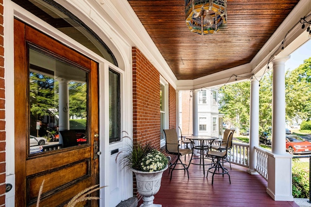 wooden deck with covered porch