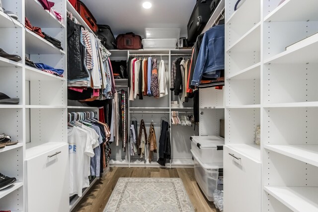 spacious closet featuring hardwood / wood-style floors