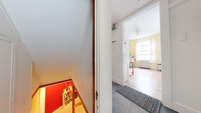 hallway with radiator heating unit