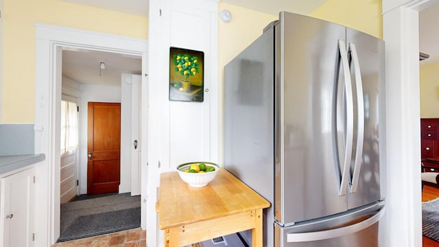 kitchen with stainless steel fridge