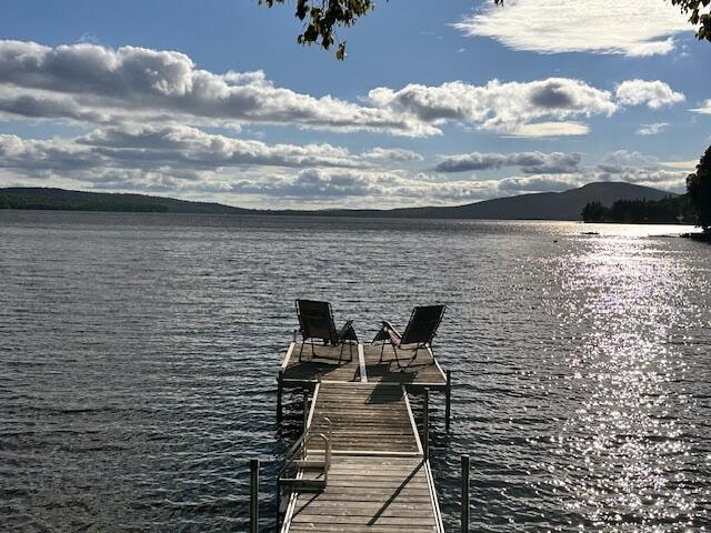 dock area with a water and mountain view