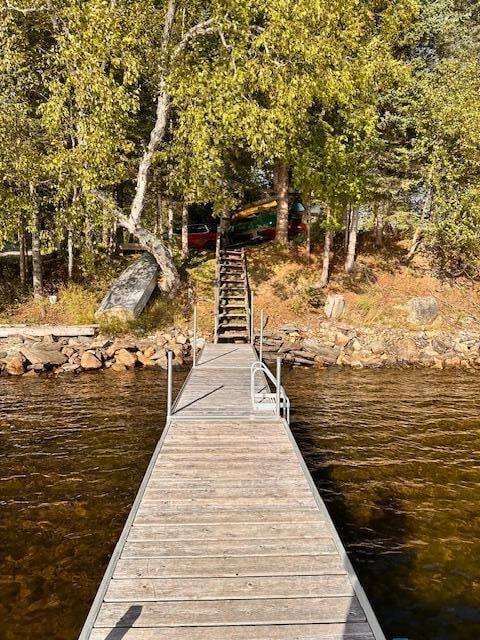 view of dock featuring a water view