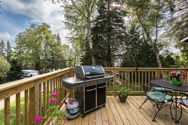 deck featuring grilling area