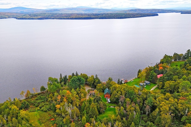 aerial view with a water and mountain view