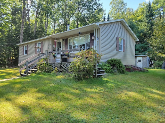 458 Lambert Rd, Brewer, ME 04412 - view of front of home featuring a front yard, stairway, and a deck