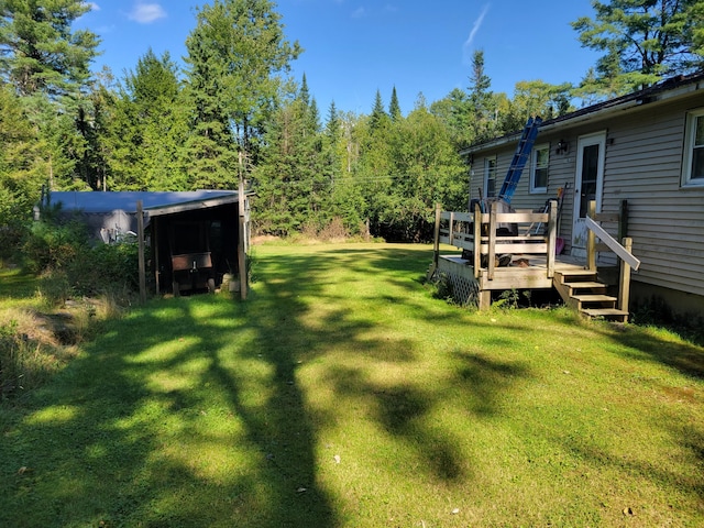 458 Lambert Rd, Brewer, ME 04412 - view of green lawn featuring a wooden deck