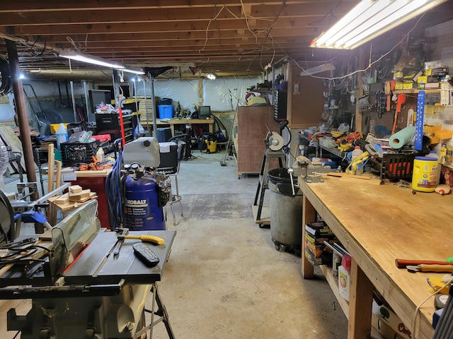 458 Lambert Rd, Brewer, ME 04412 - unfinished below grade area with a workshop area