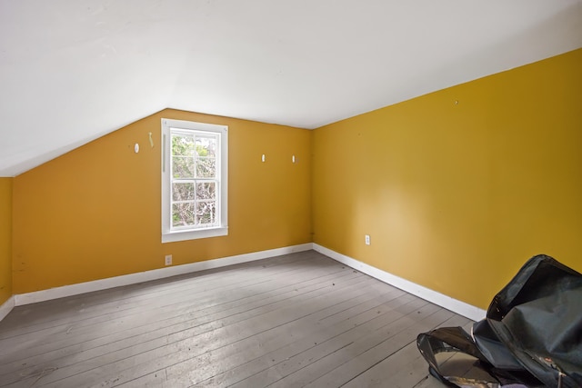 bonus room with lofted ceiling and hardwood / wood-style floors