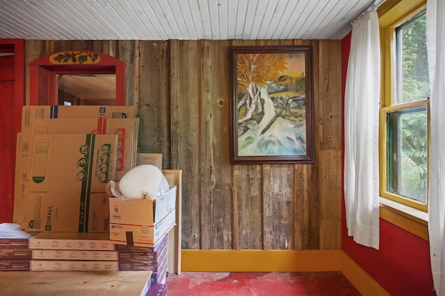 interior space with wood walls