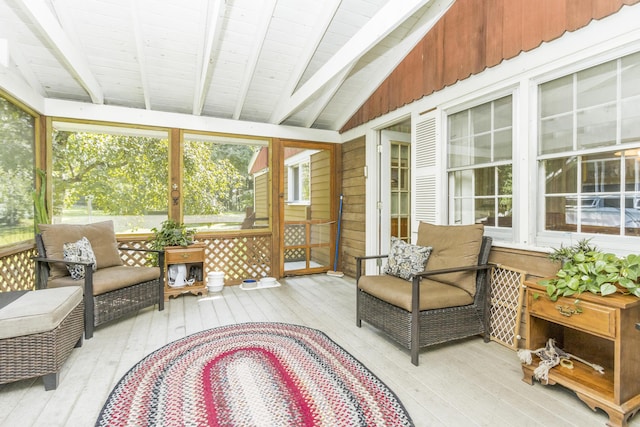 51 Malone Rd, Westport Island, ME 04578 - sunroom / solarium featuring beamed ceiling