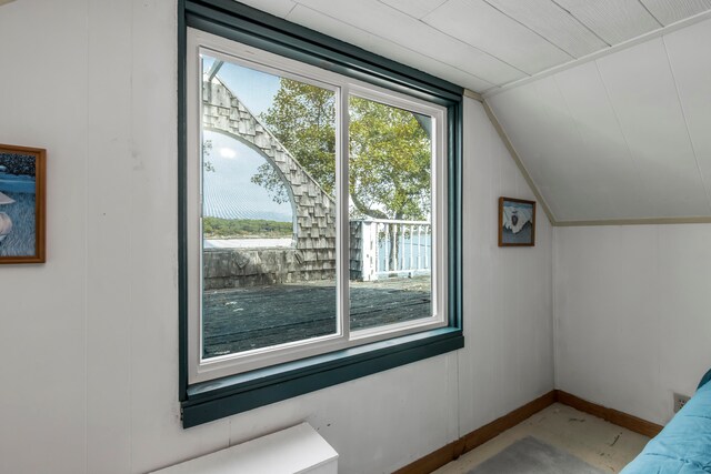 additional living space featuring lofted ceiling