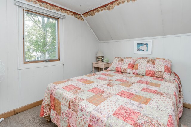 bedroom with vaulted ceiling