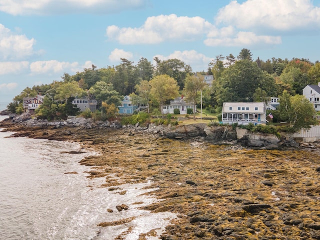 exterior space featuring a water view